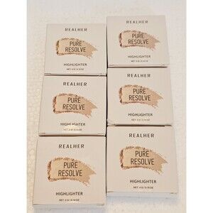 NEW (Set of 6) REALHER Pure Resolve Pressed Powder Highlighter - Champagne Glow